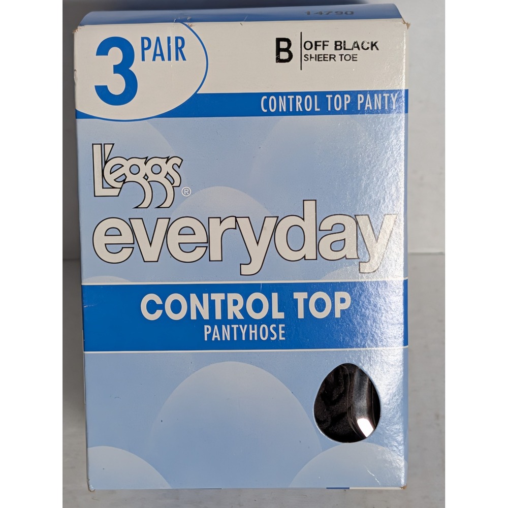 L'eggs Everyday Control Top Pantyhose 3 Pair Size B Off Black Sheer Toe